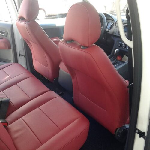 tapizado de cuero bordeux vw amarok 02 Tapizado de cuero color bordeaux VW Amarok | Tapizados Gestald